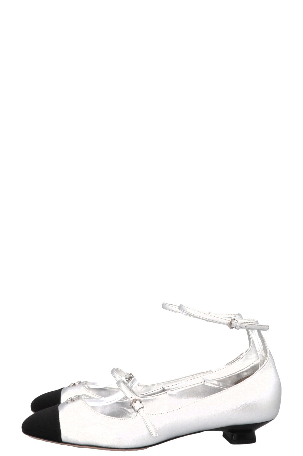 MIUMIU Logo Mary Jane Flats Silver