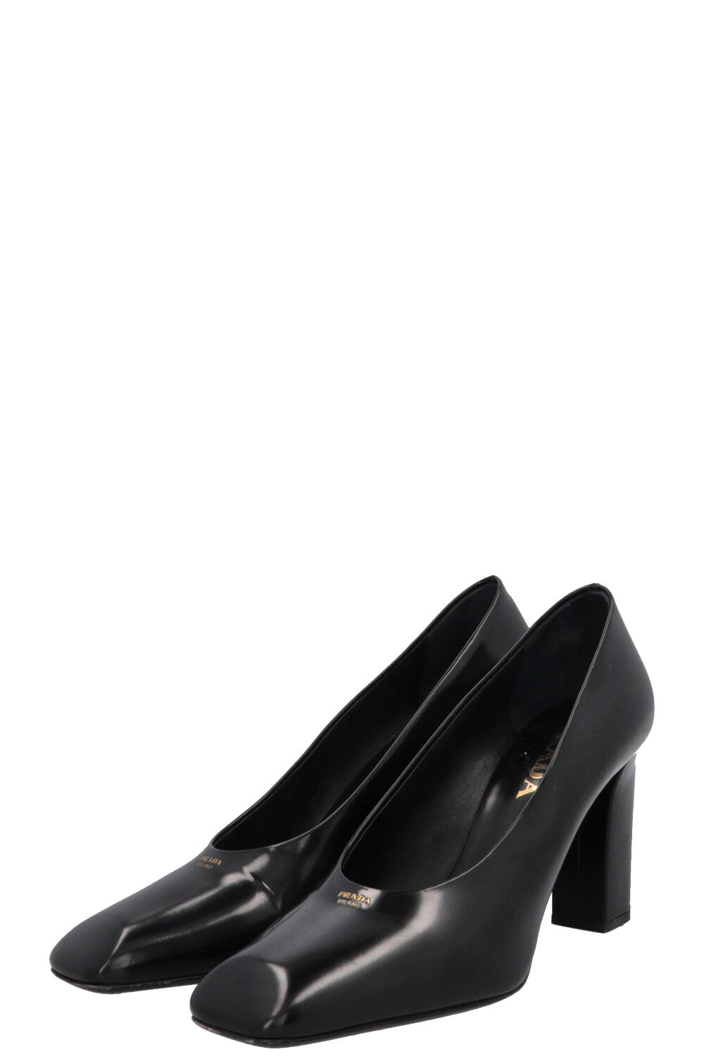 PRADA Logo Square Toe Heels Black – REAWAKE