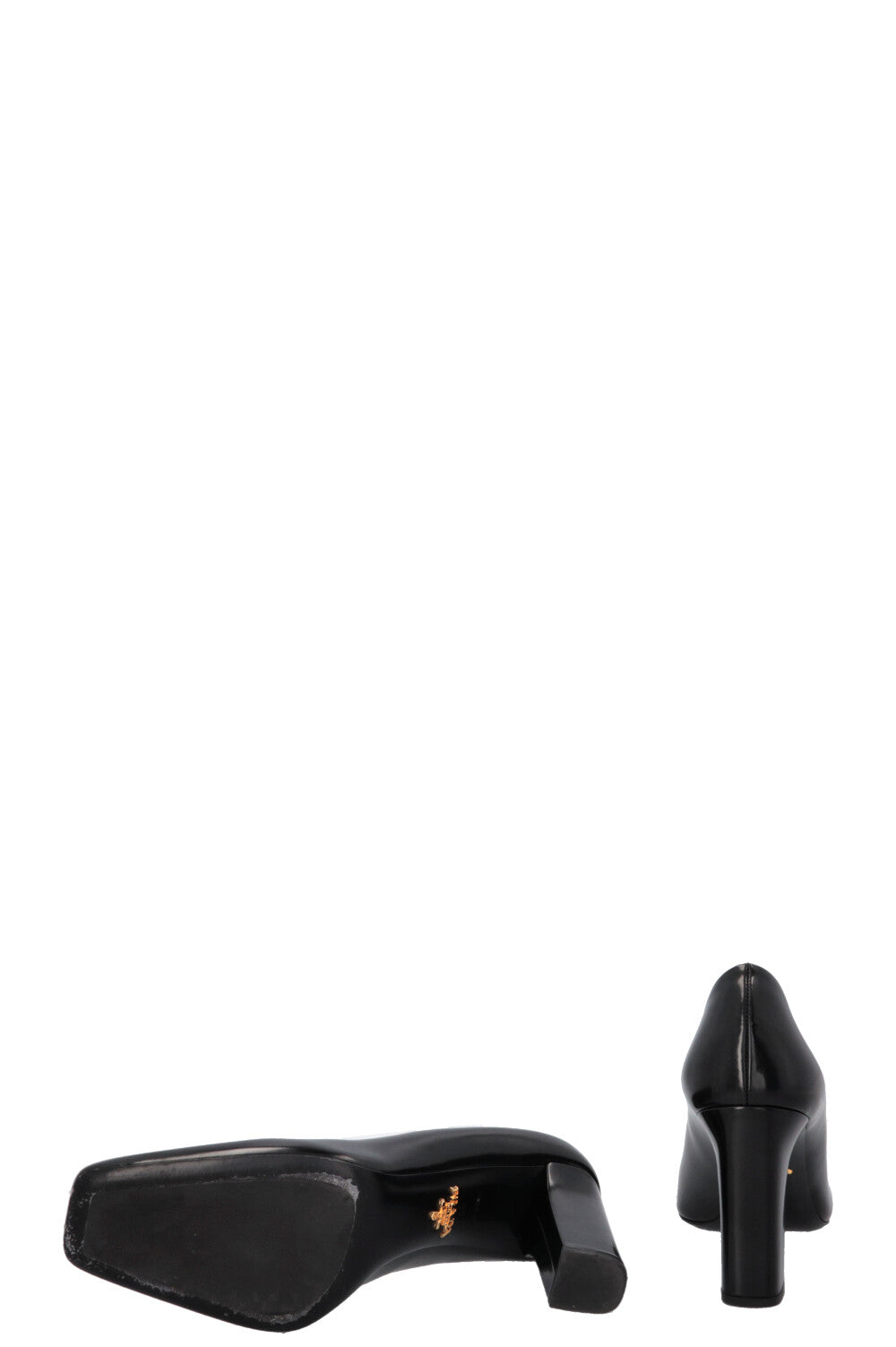 PRADA Logo Square Toe Heels Black – REAWAKE