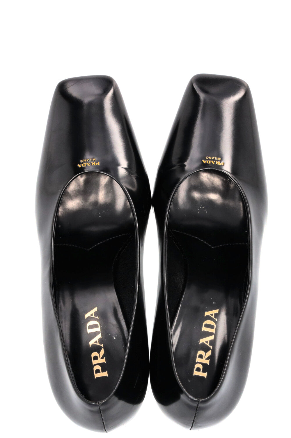 PRADA Logo Square Toe Heels Black – REAWAKE
