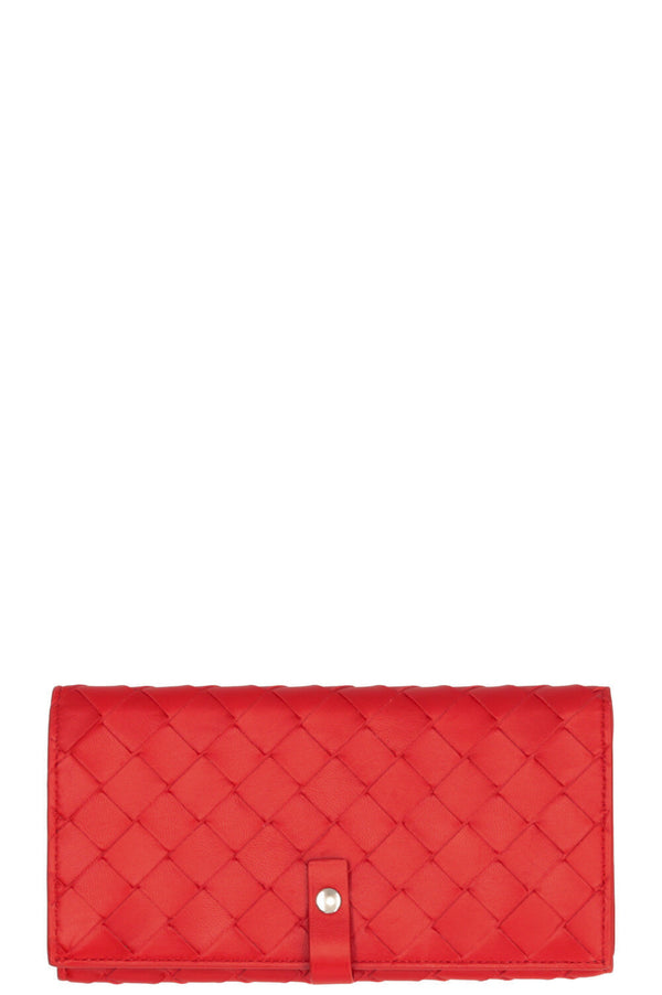 BOTTEGA VENETA Portefeuille long Intrecciato Rouge