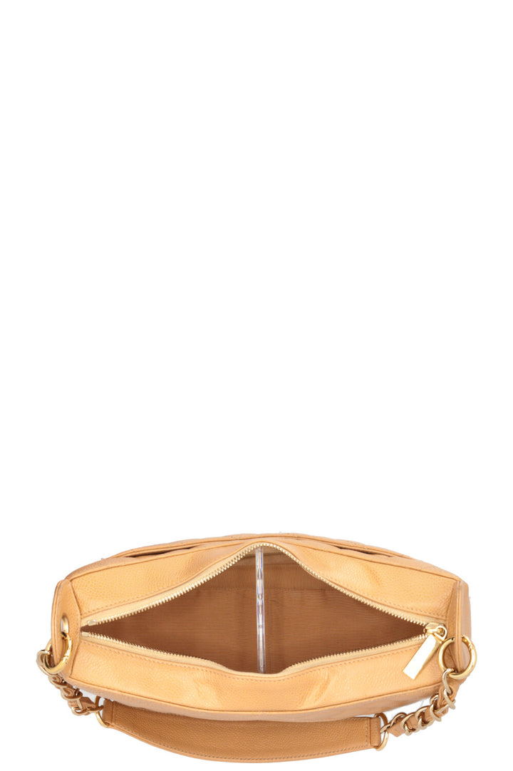 CHANEL CC Quilted Shoulder Bag Caviar Beige