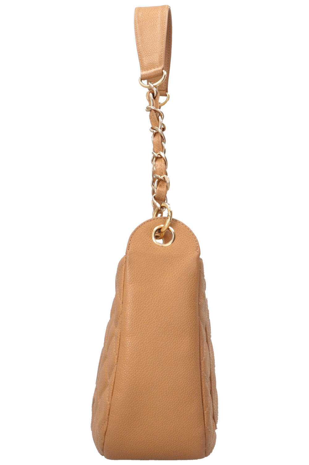 CHANEL CC Quilted Shoulder Bag Caviar Beige