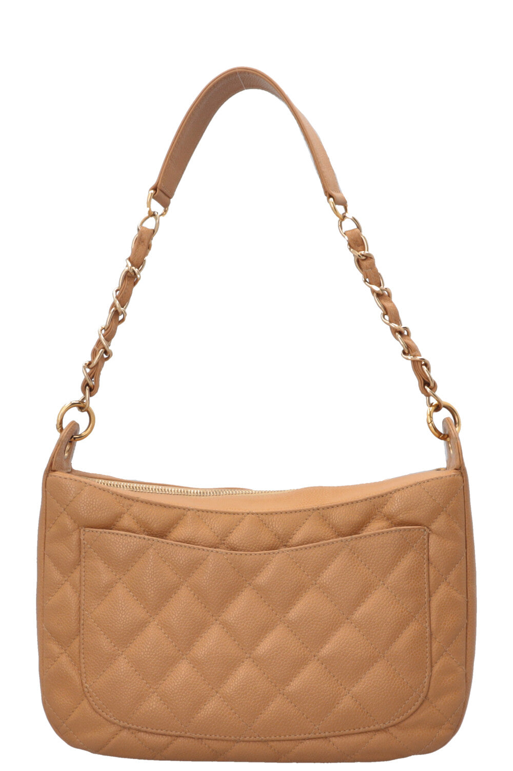 CHANEL CC Quilted Shoulder Bag Caviar Beige