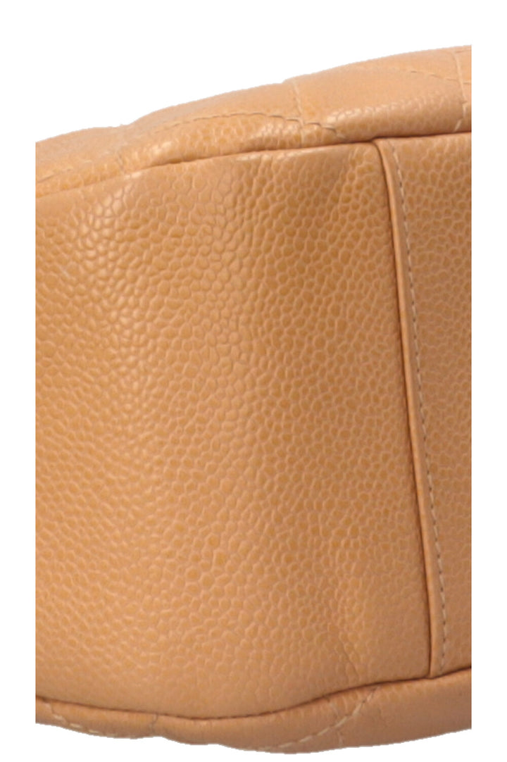 CHANEL CC Quilted Shoulder Bag Caviar Beige