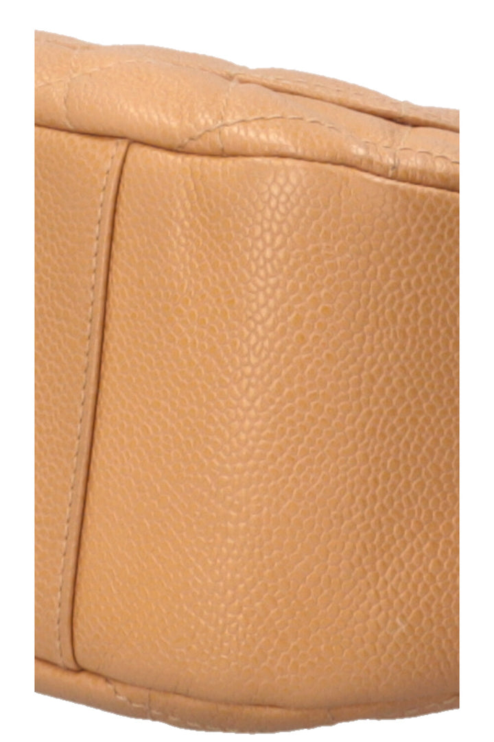 CHANEL CC Quilted Shoulder Bag Caviar Beige