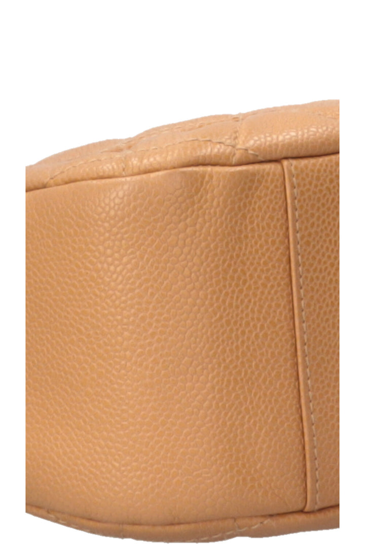 CHANEL CC Quilted Shoulder Bag Caviar Beige
