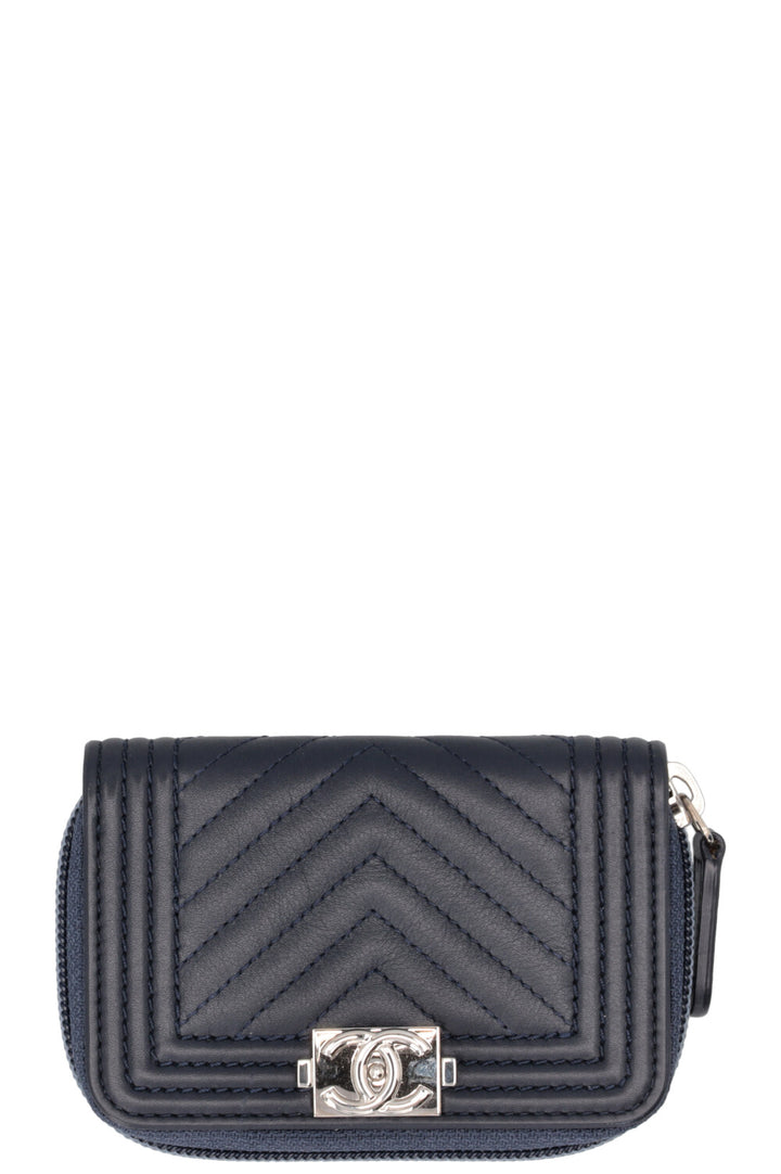 Porte-cartes zippé CHANEL Boy marine
