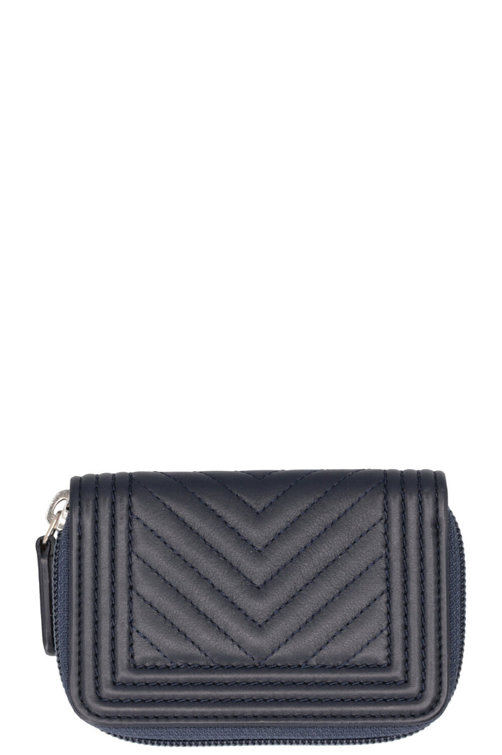 Porte-cartes zippé CHANEL Boy marine