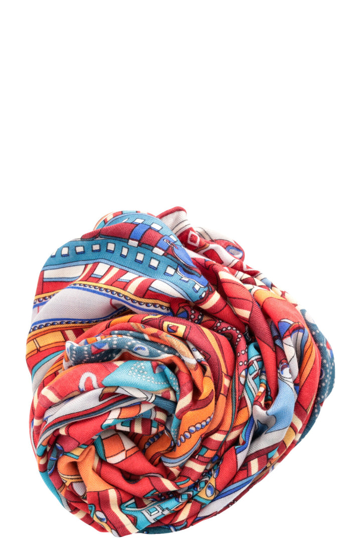 HERMÈS Carré 140 Collier de Chien Cachemire Soie