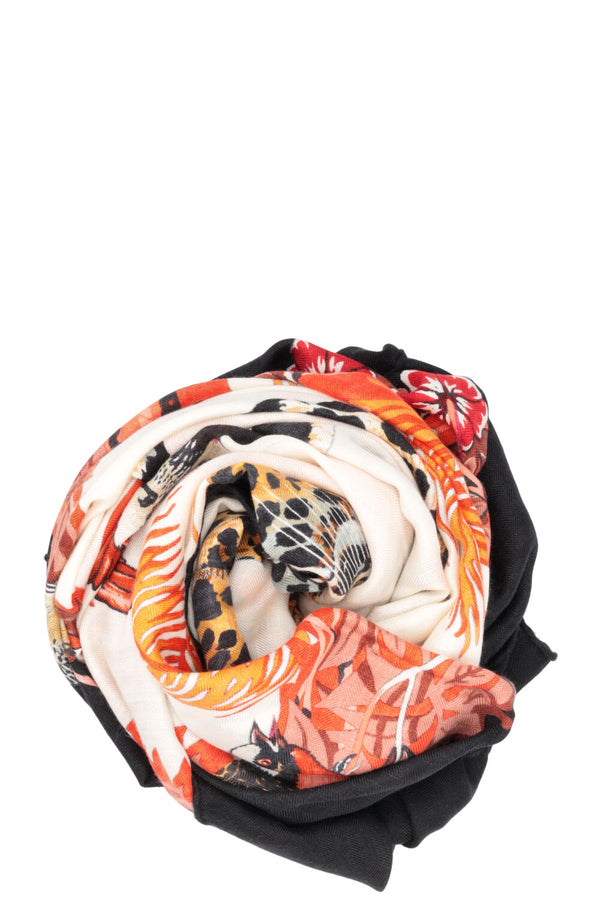 HERMÈS Carré Jungle Love 140 Cachemire Soie Orange Bleu