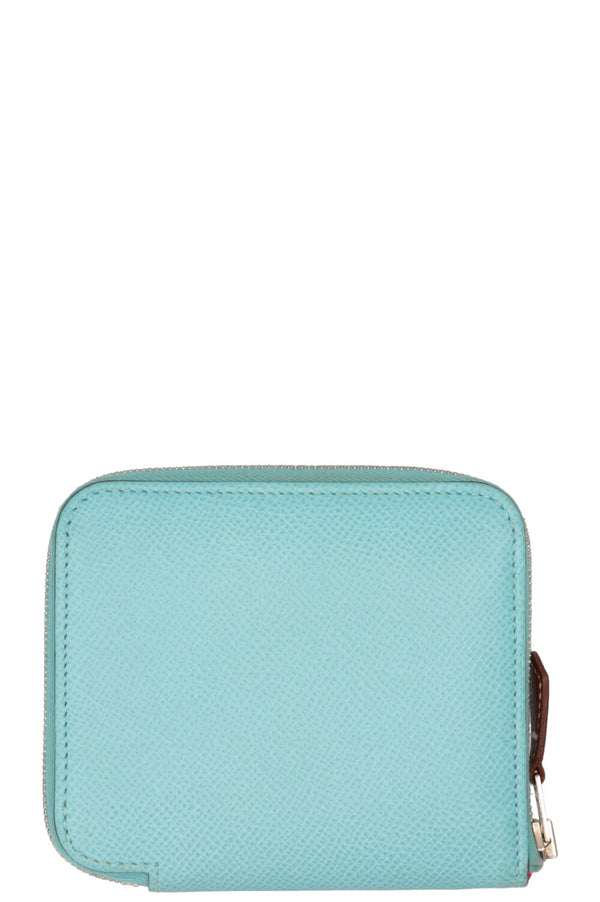 HERMÈS Porte-monnaie compact Silk'in Epsom Vert Aqua