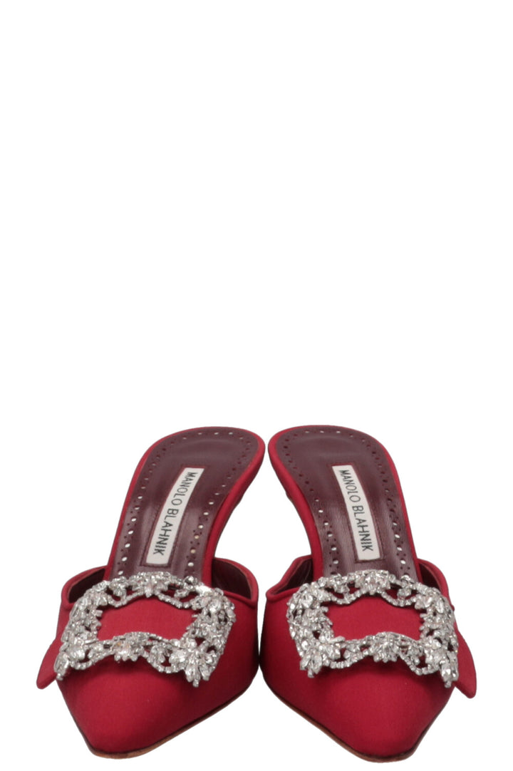 MANOLO BLAHNIK Mayjou Mules Burgundy