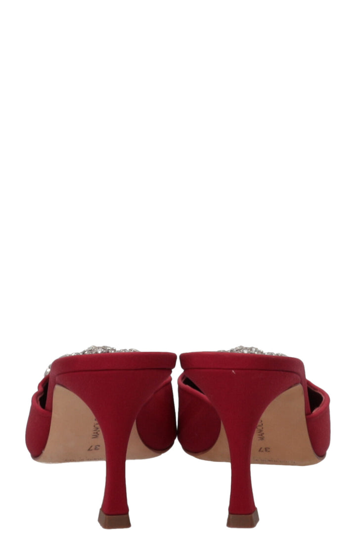 MANOLO BLAHNIK Mayjou Mules Burgundy