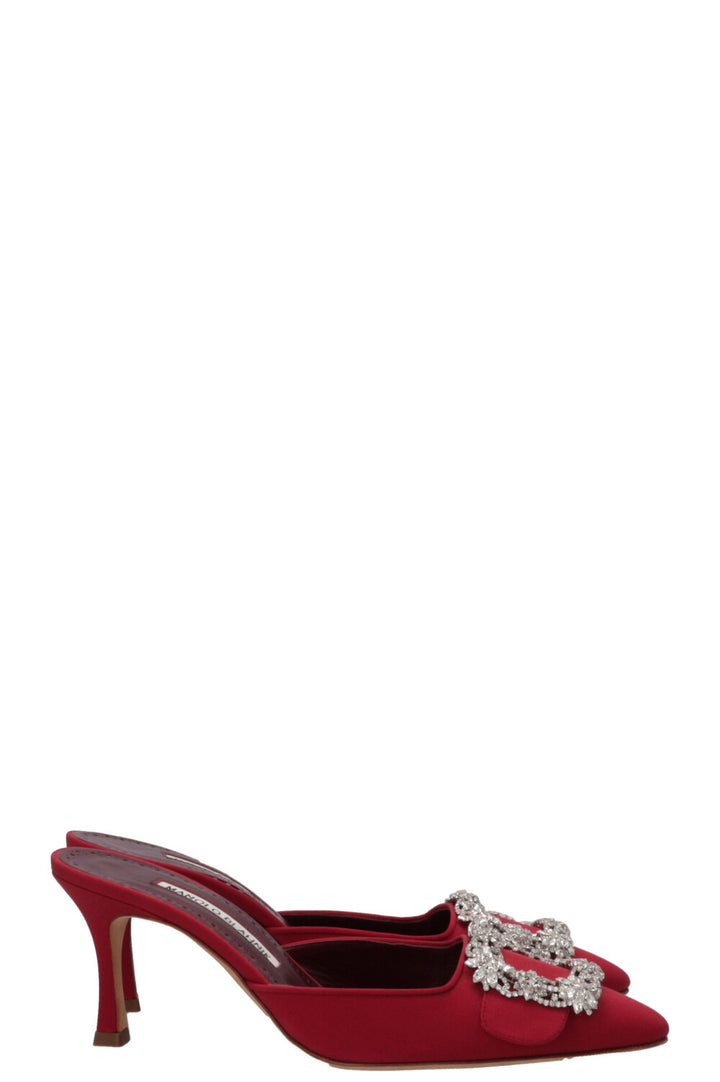 MANOLO BLAHNIK Mayjou Mules Burgundy