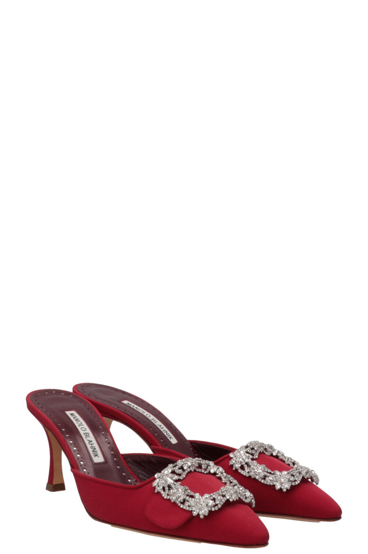 MANOLO BLAHNIK Mayjou Mules Burgundy