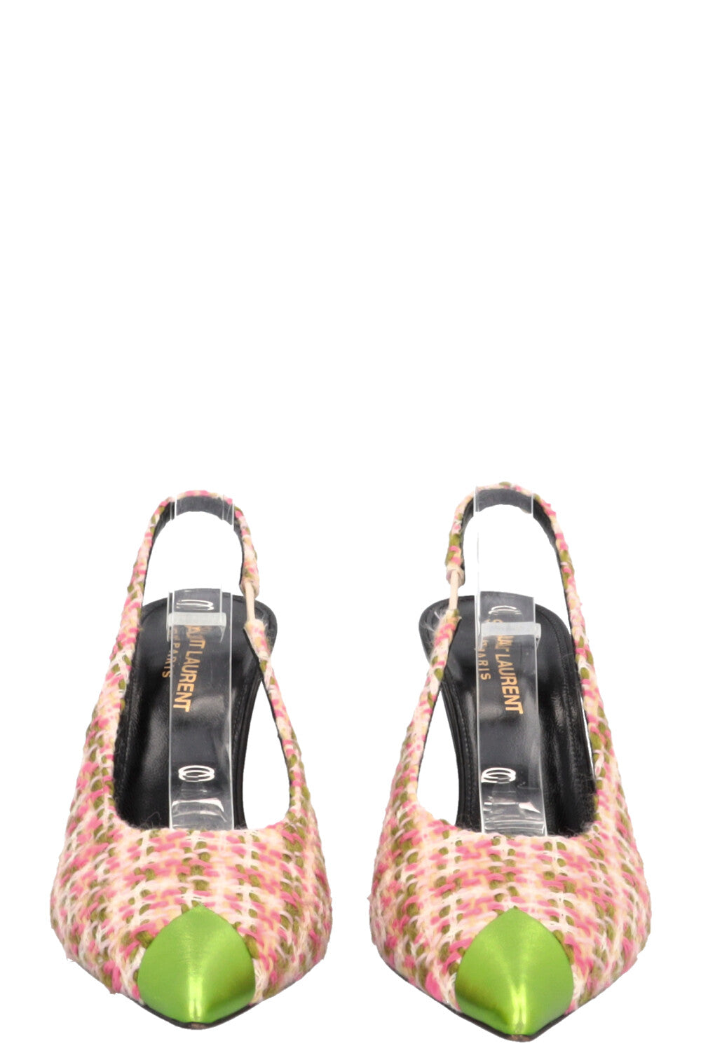 SAINT LAURENT Escarpins Vesper Tweed Vert Rose