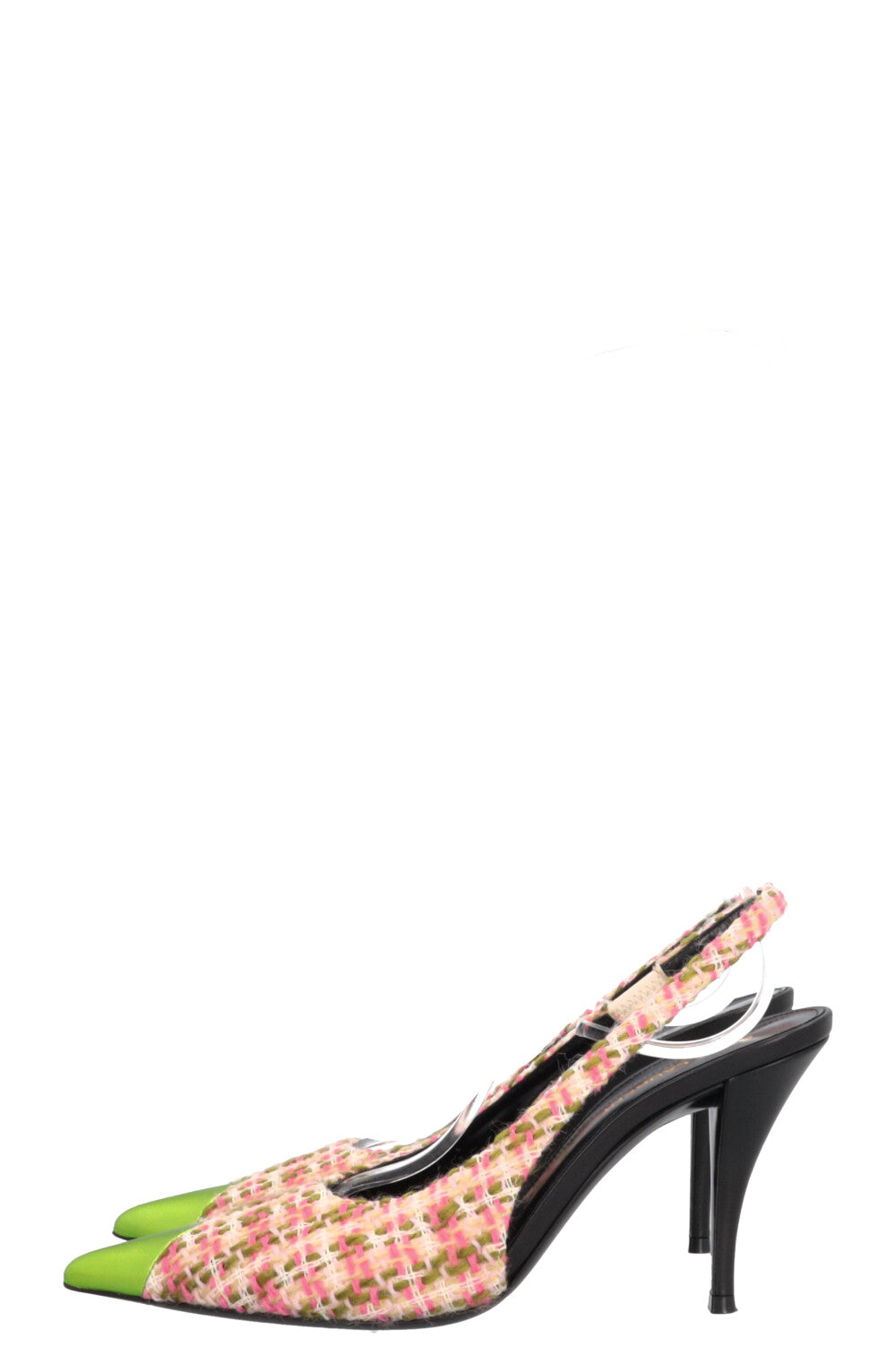 SAINT LAURENT Escarpins Vesper Tweed Vert Rose