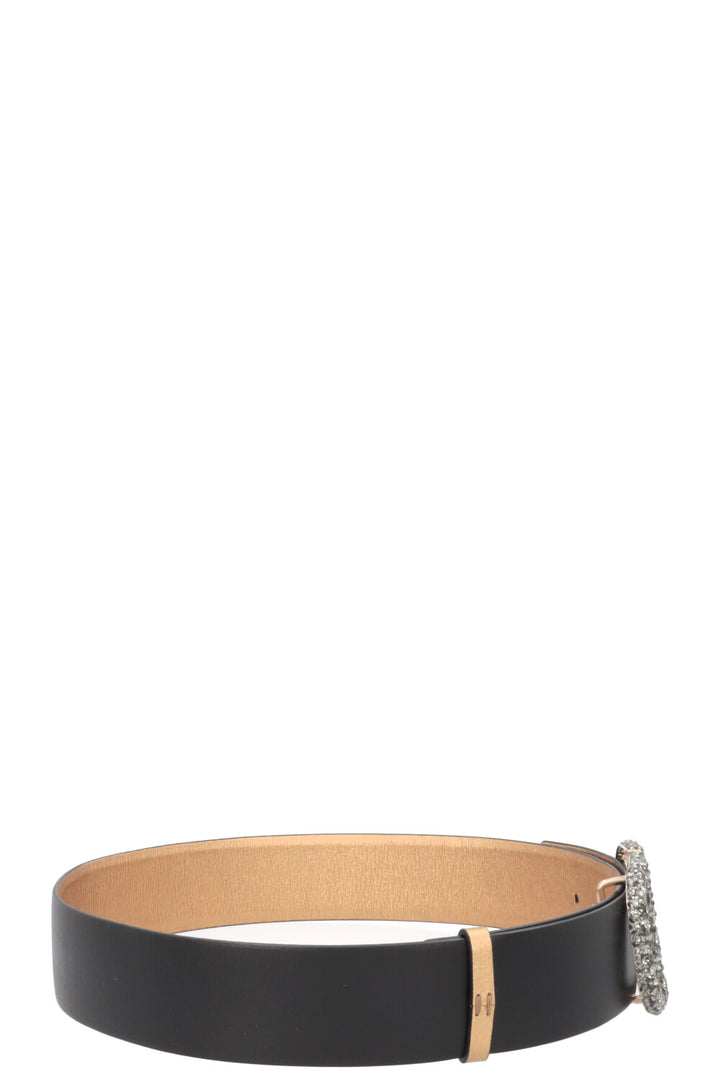 VALENTINO V-Logo Reversible Belt Crystals Black Gold