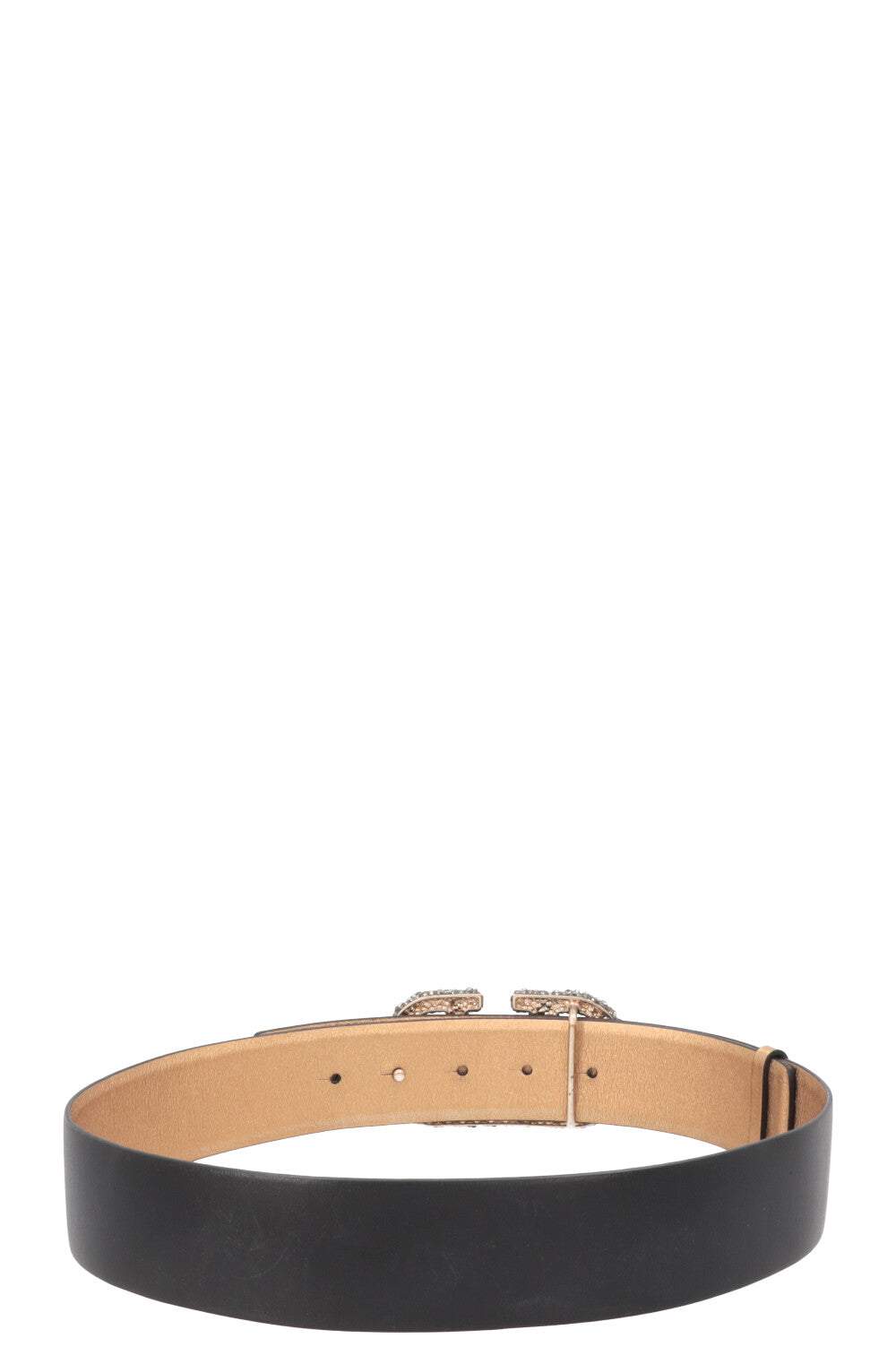 VALENTINO V-Logo Reversible Belt Crystals Black Gold