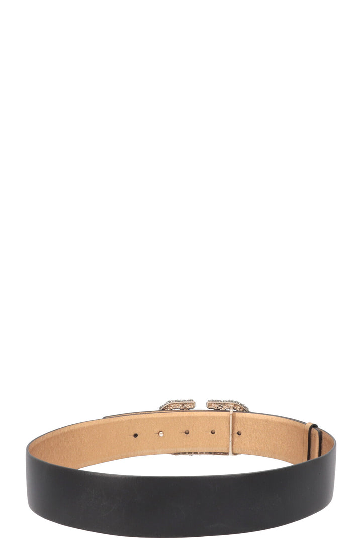 VALENTINO V-Logo Reversible Belt Crystals Black Gold
