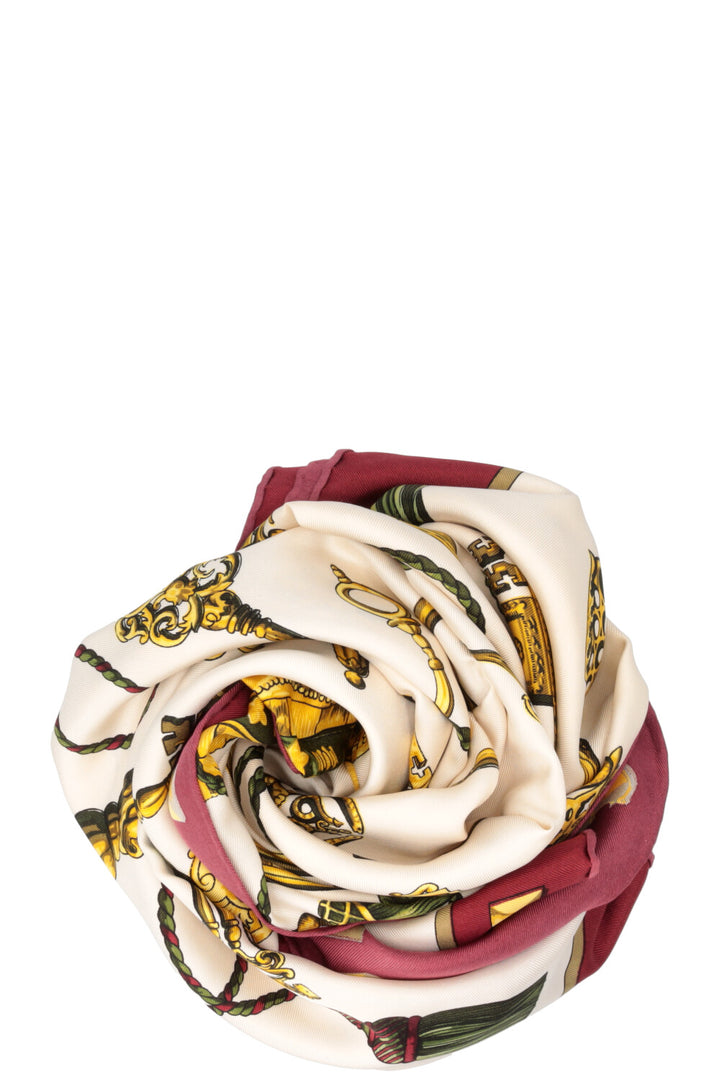 HERMÈS Les Clés Carré 90 Bordeaux