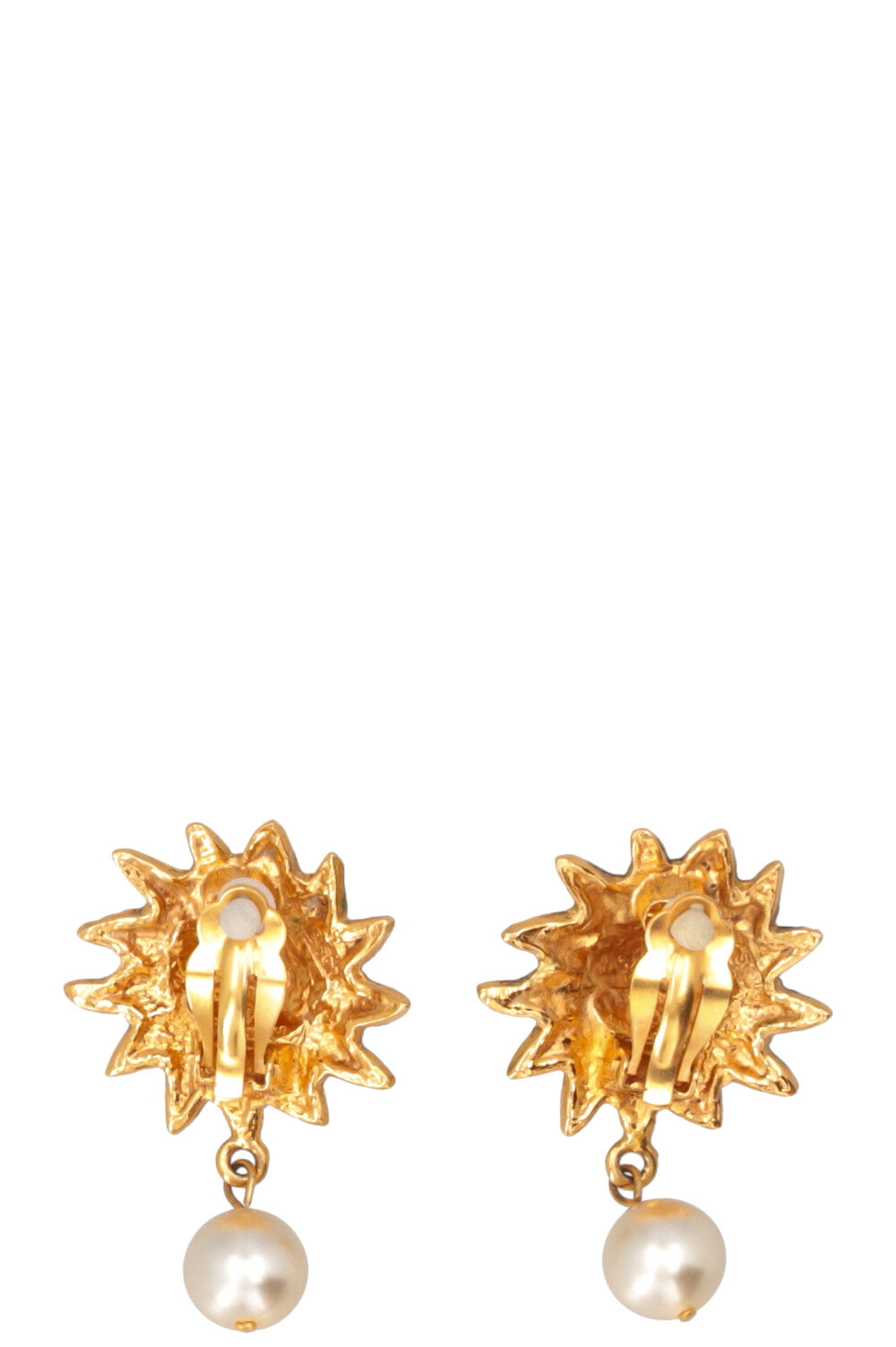 CHANEL Vintage Clip Earrings Lion Head Sun