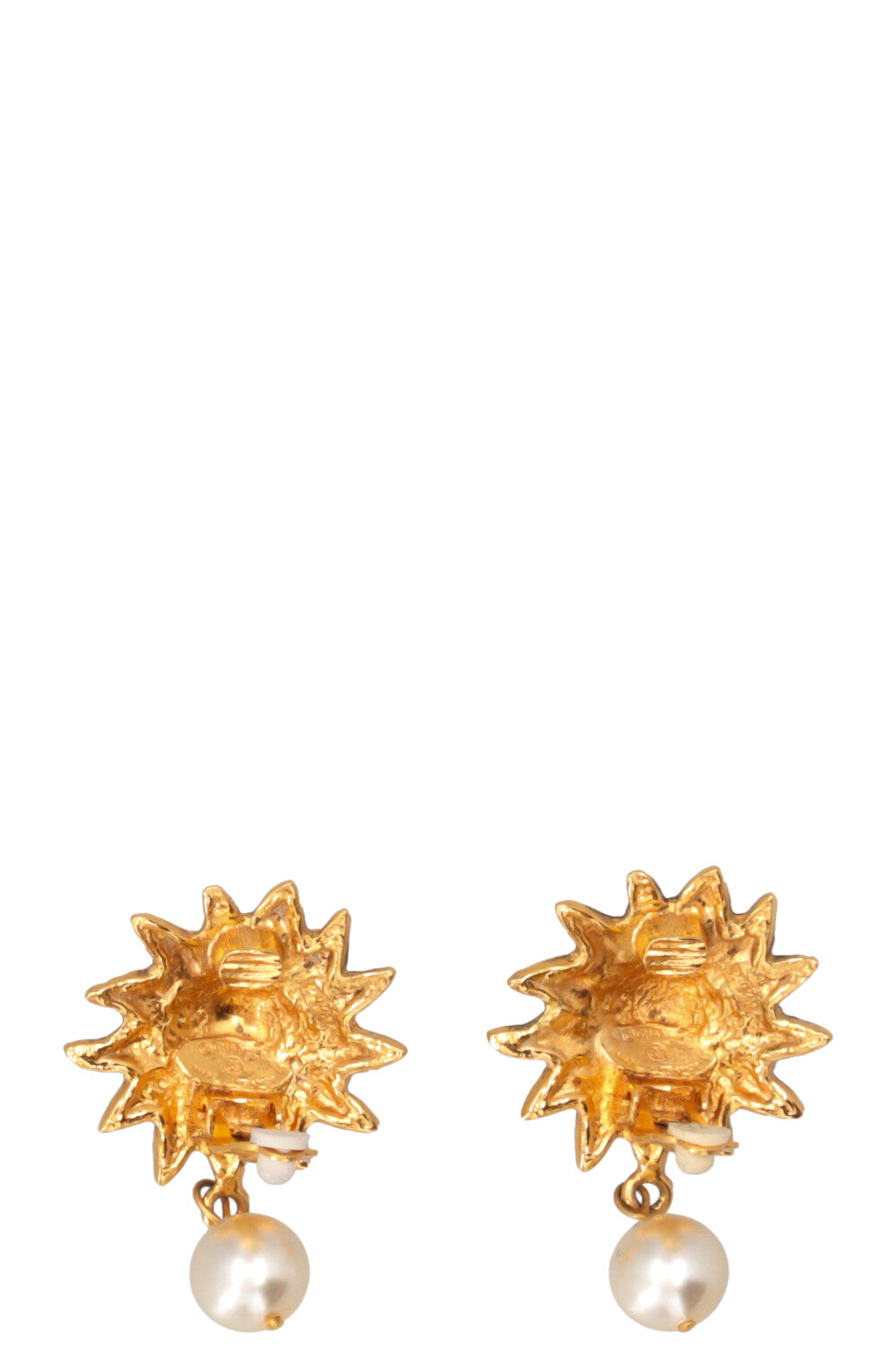 CHANEL Vintage Clip Earrings Lion Head Sun