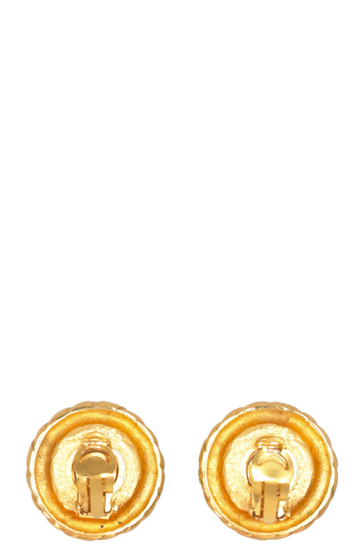 CHANEL Vintage Clip Earrings Large Pearl Gold Crown