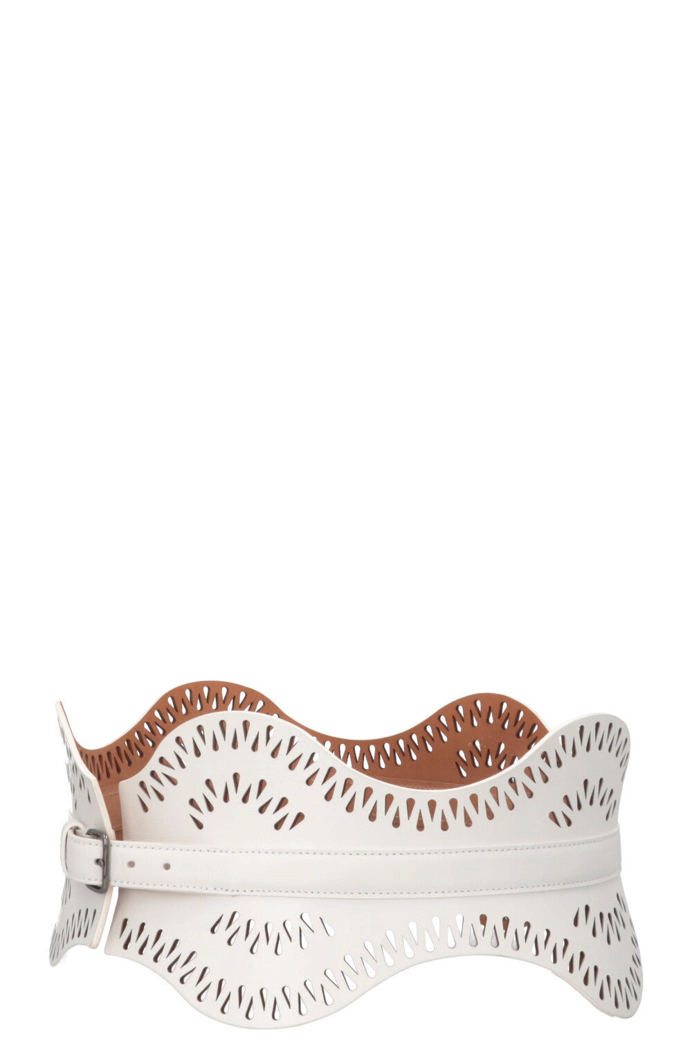 ALAÏA Laser Cut Belt White