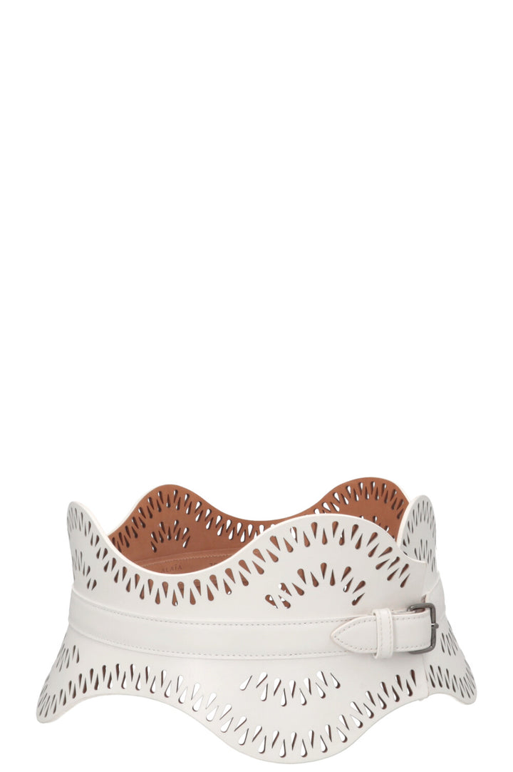 ALAÏA Laser Cut Belt White