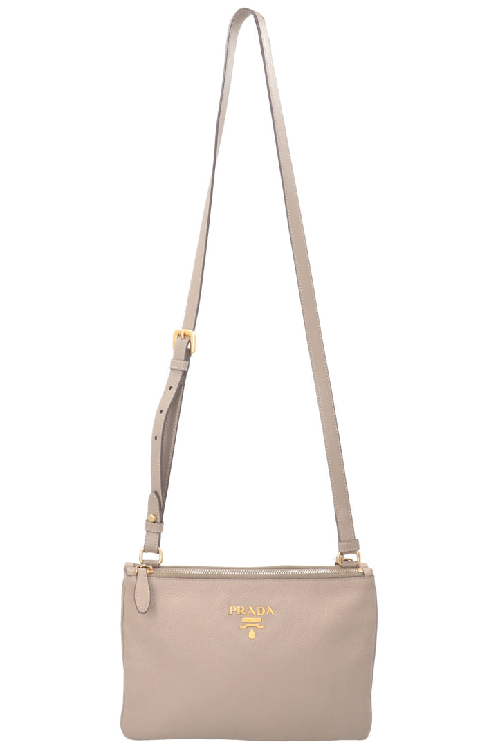 PRADA Daino Crossbody Bag Leather Grey