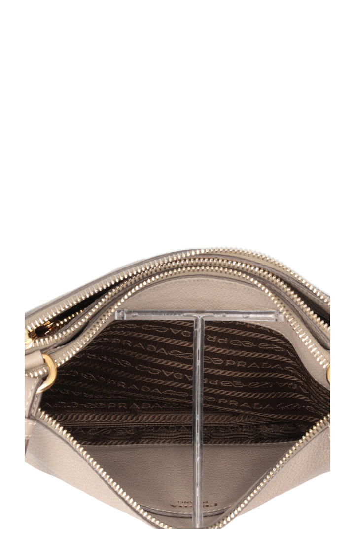 PRADA Daino Crossbody Bag Leather Grey