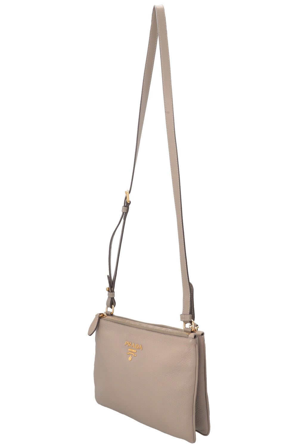 PRADA Daino Crossbody Bag Leather Grey