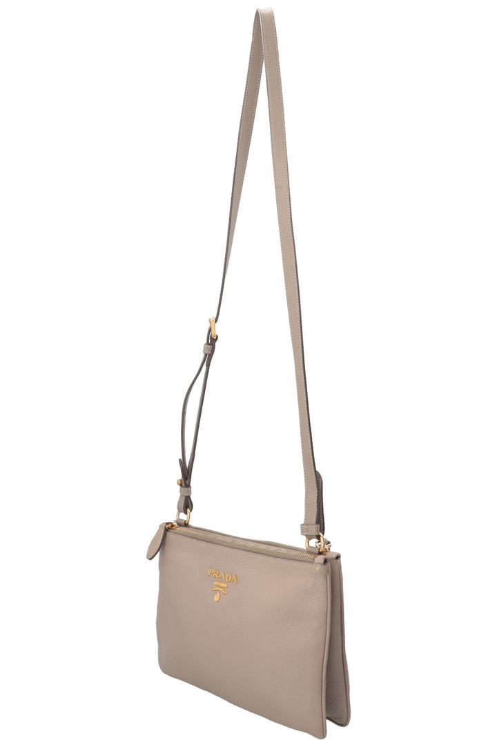 PRADA Daino Crossbody Bag Leather Grey