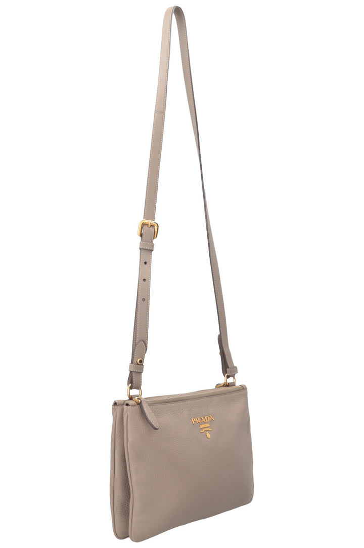 PRADA Daino Crossbody Bag Leather Grey