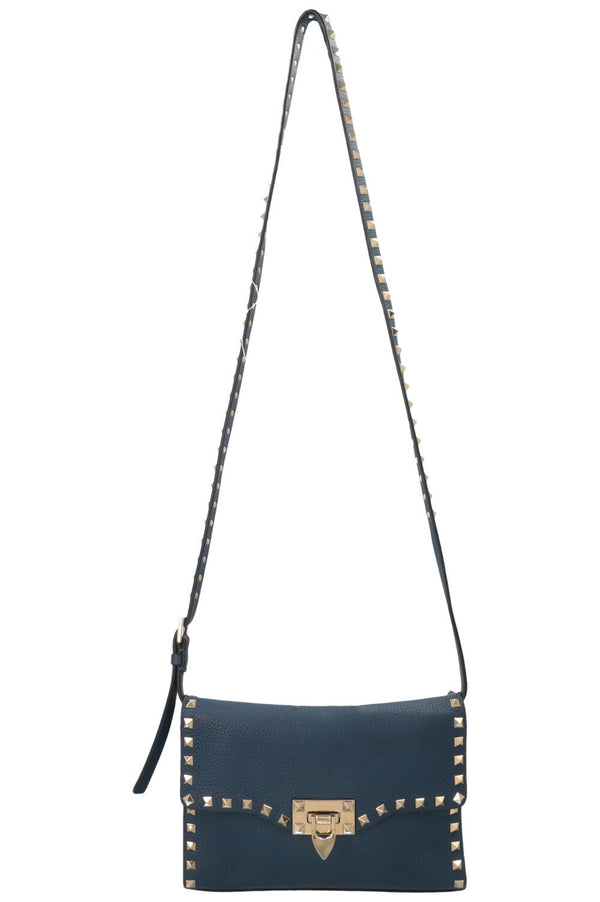 VALENTINO Rockstud Crossbody Bag Small Leather Blue