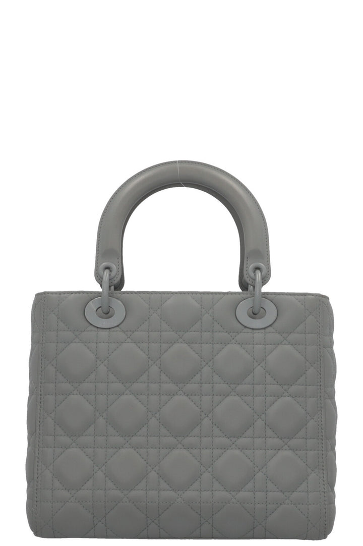 CHRISTIAN DIOR Lady Dior Medium Leather Matte Grey