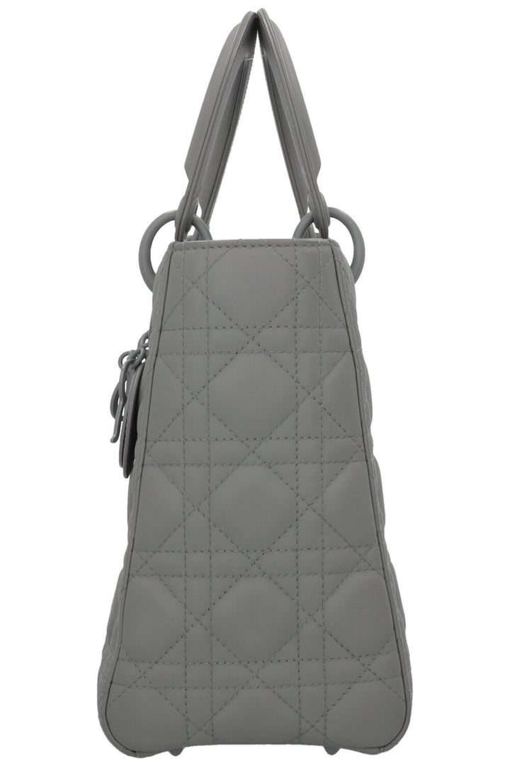 CHRISTIAN DIOR Lady Dior Medium Leather Matte Grey