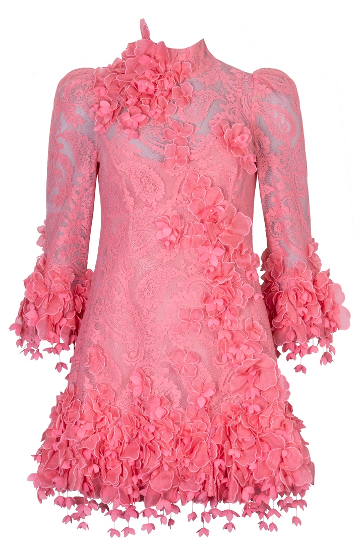 ZIMMMERMANN 3D Flowers Dress Pink