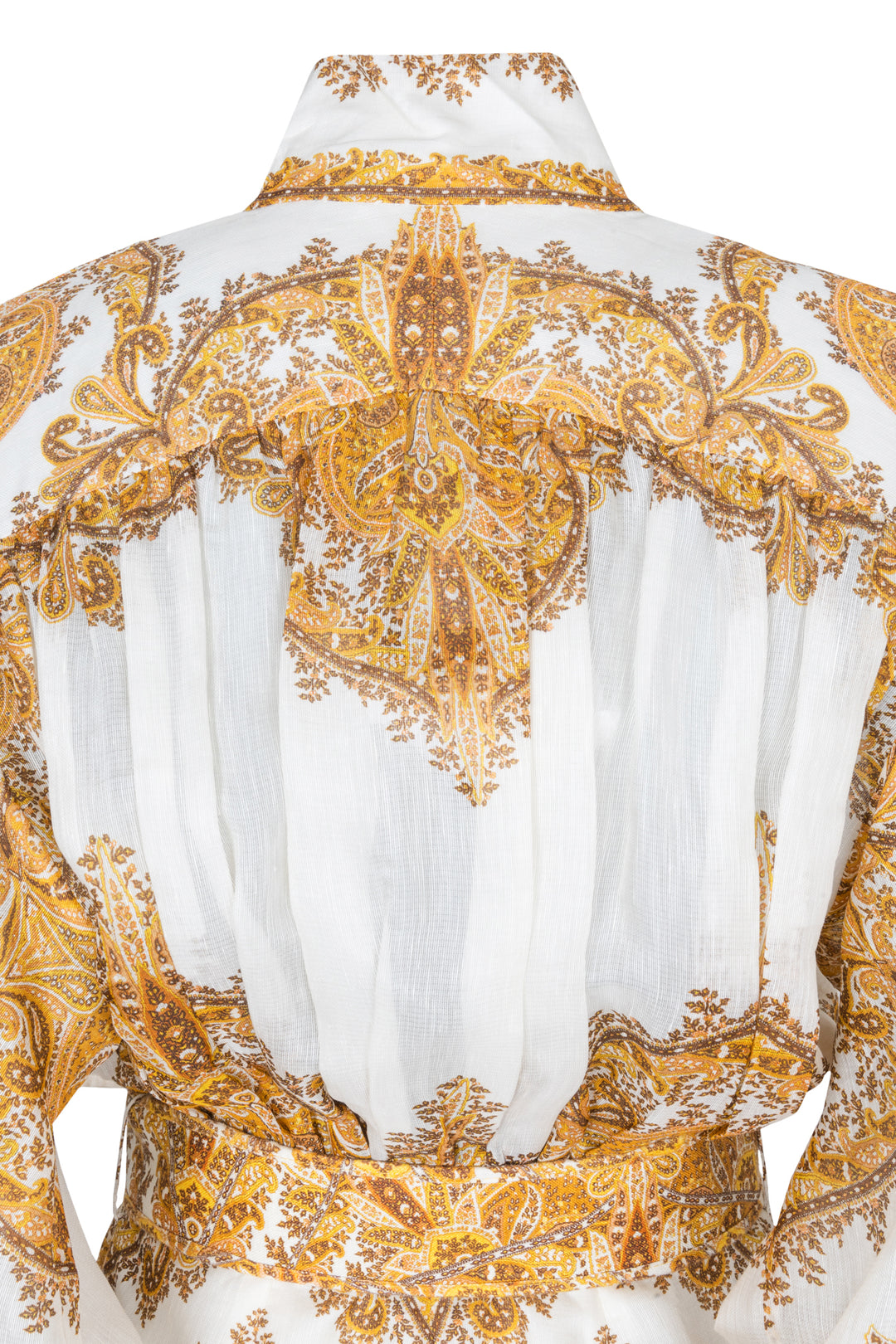 ZIMMERMANN Belted Dress Linen Silk White Gold REAWAKE ZIMMERMANN Belted Dress Linen Silk White Gold REAWAKE