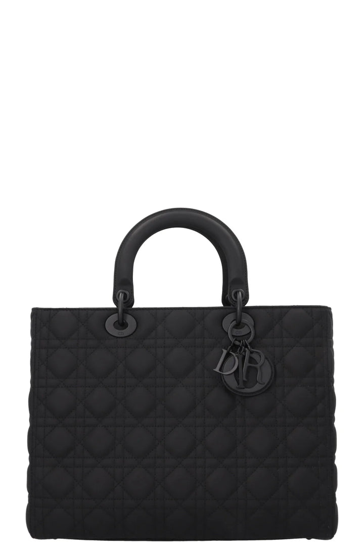 CHRISTIAN DIOR Lady Dior Large Leather Matte So Black