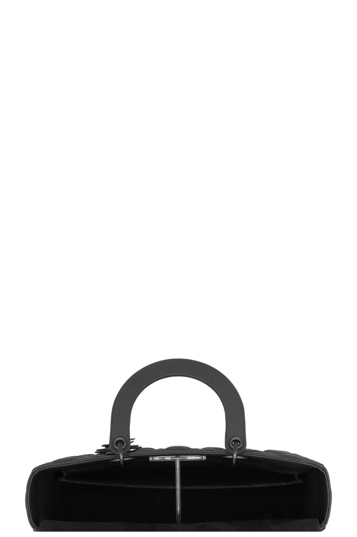 CHRISTIAN DIOR Lady Dior Large Leather Matte So Black