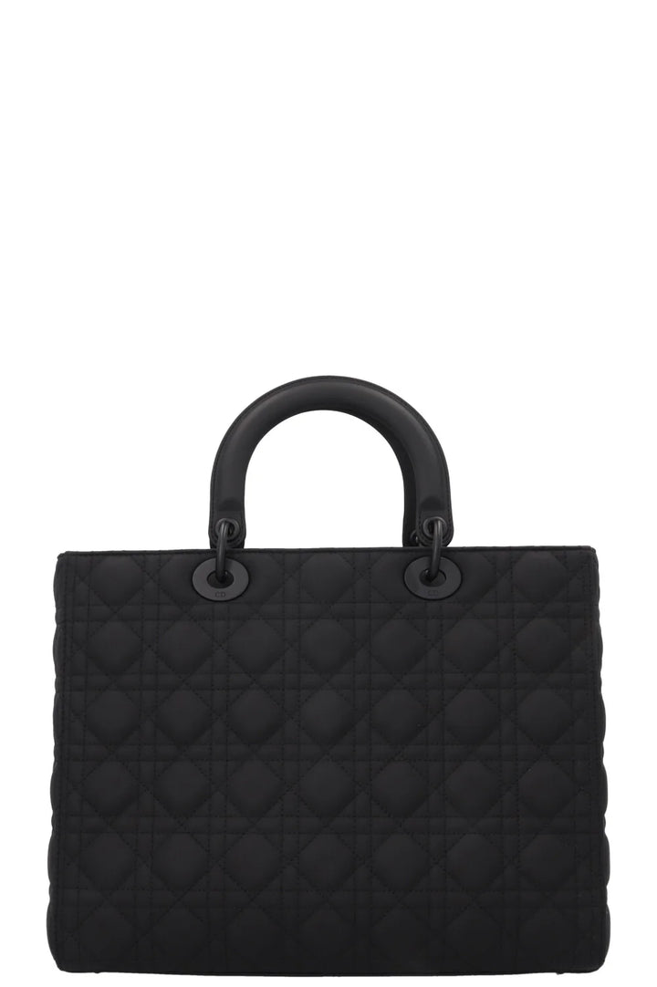 CHRISTIAN DIOR Lady Dior Large Leather Matte So Black