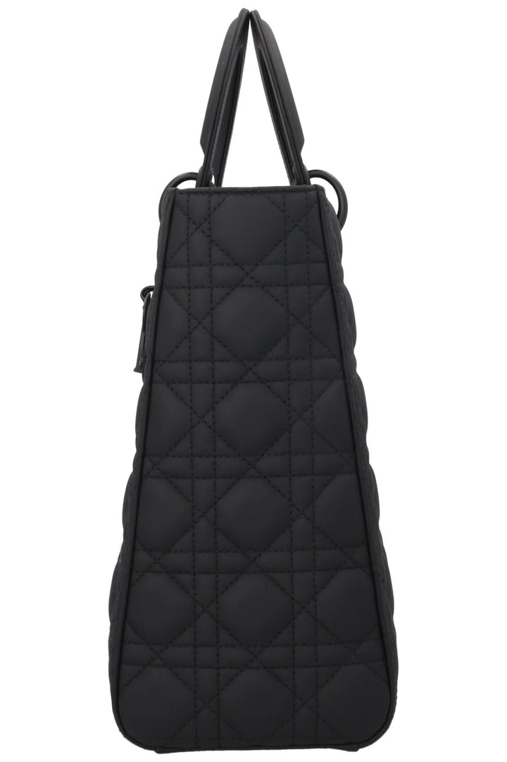 CHRISTIAN DIOR Lady Dior Large Leather Matte So Black