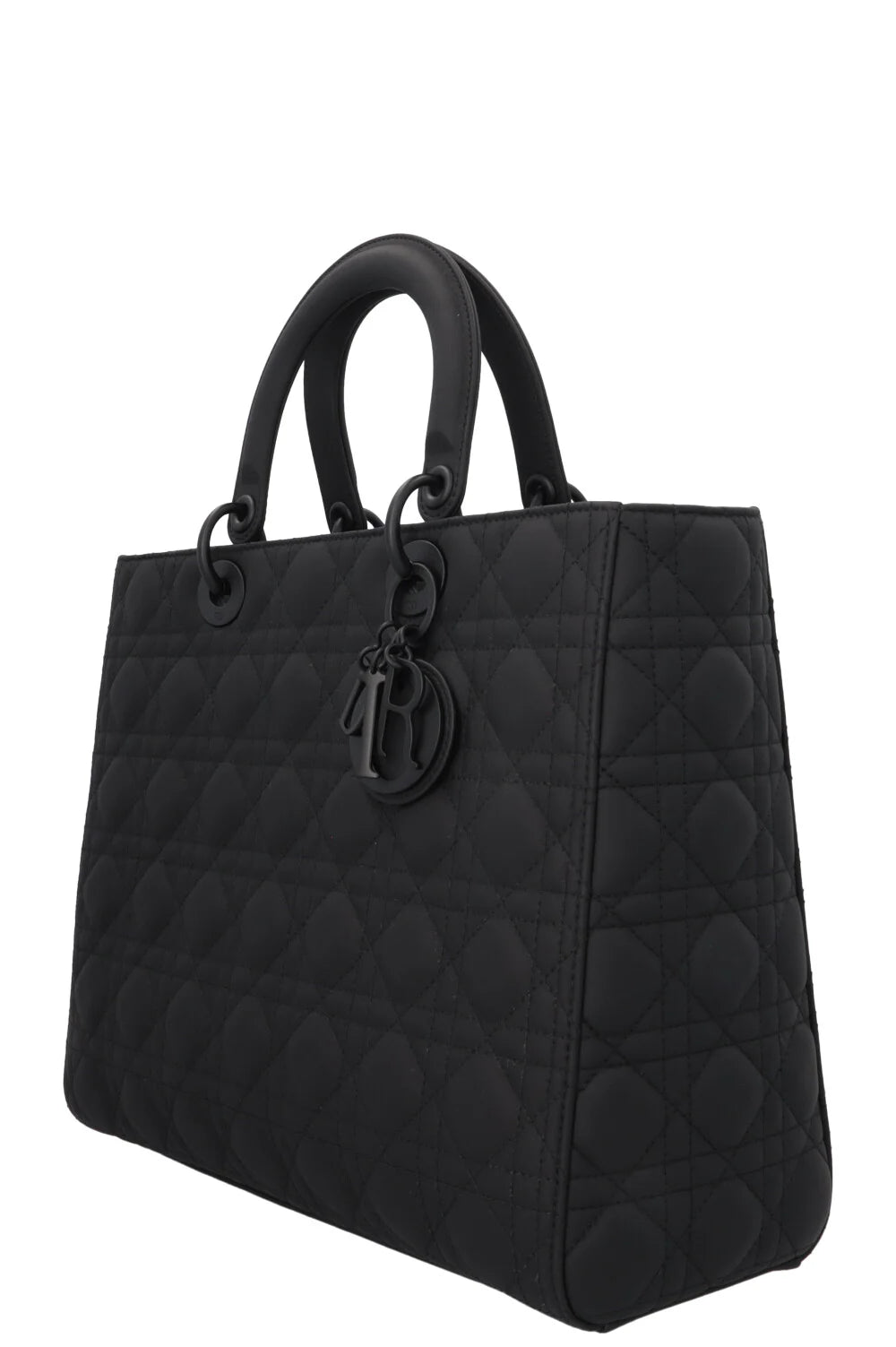 CHRISTIAN DIOR Lady Dior Large Leather Matte So Black