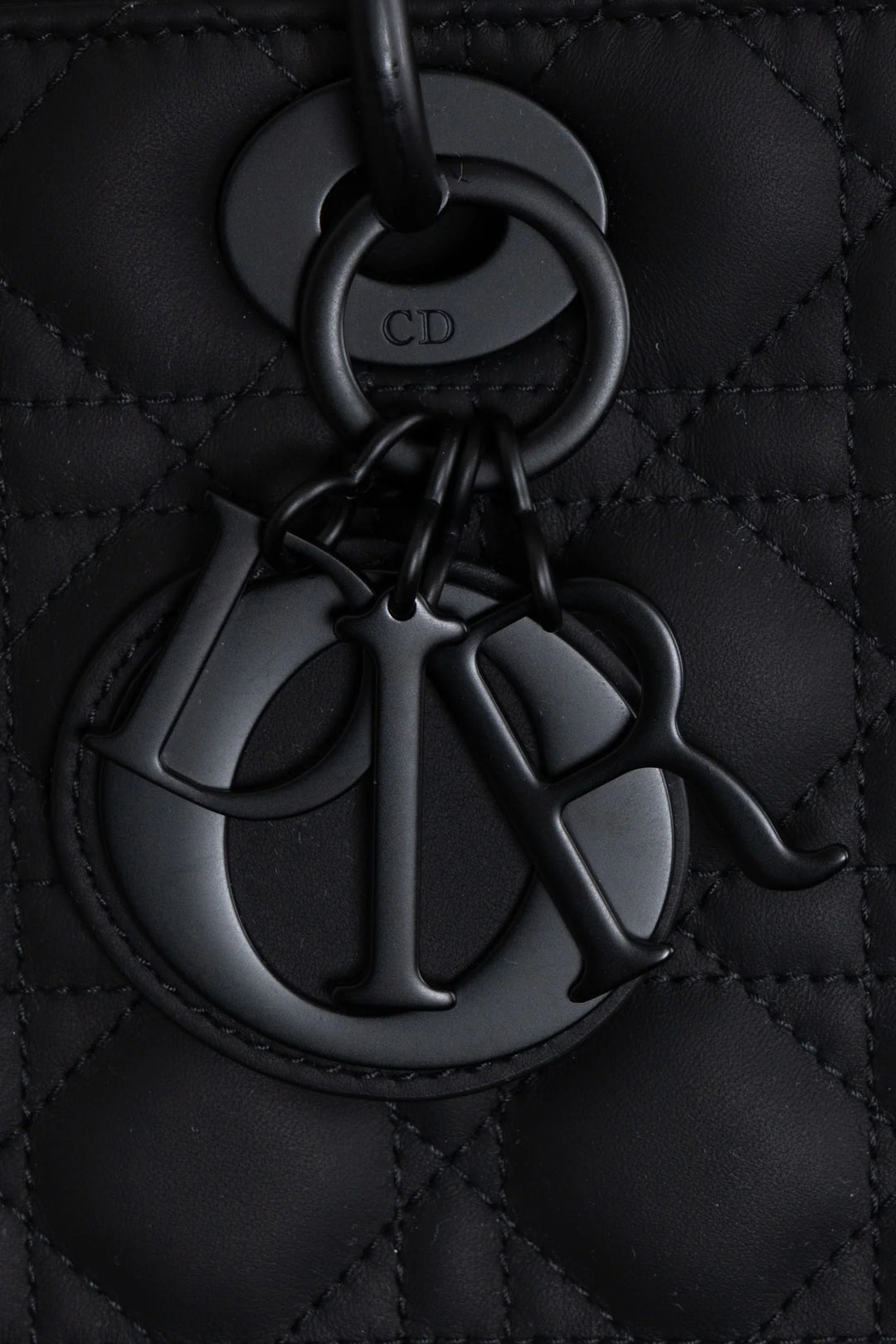 CHRISTIAN DIOR Lady Dior Large Leather Matte So Black