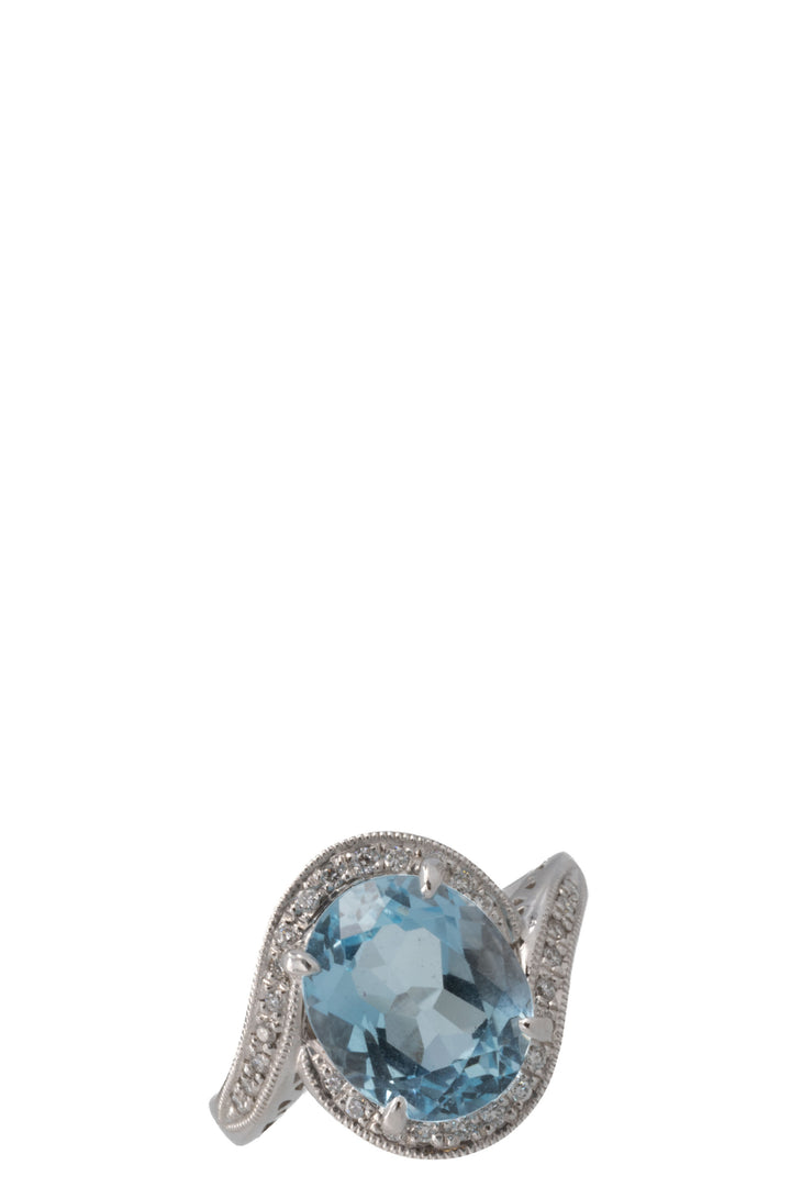 VINTAGE JEWELRY Topaz Diamond Cocktail Ring Platinum