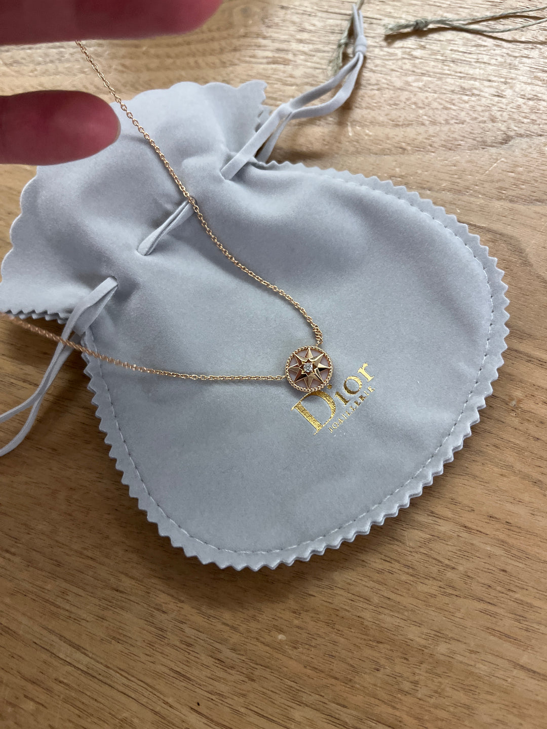 CHRISTIAN DIOR Rose Des Vents Pink Opal Necklace 18k Rose Gold Diamonds