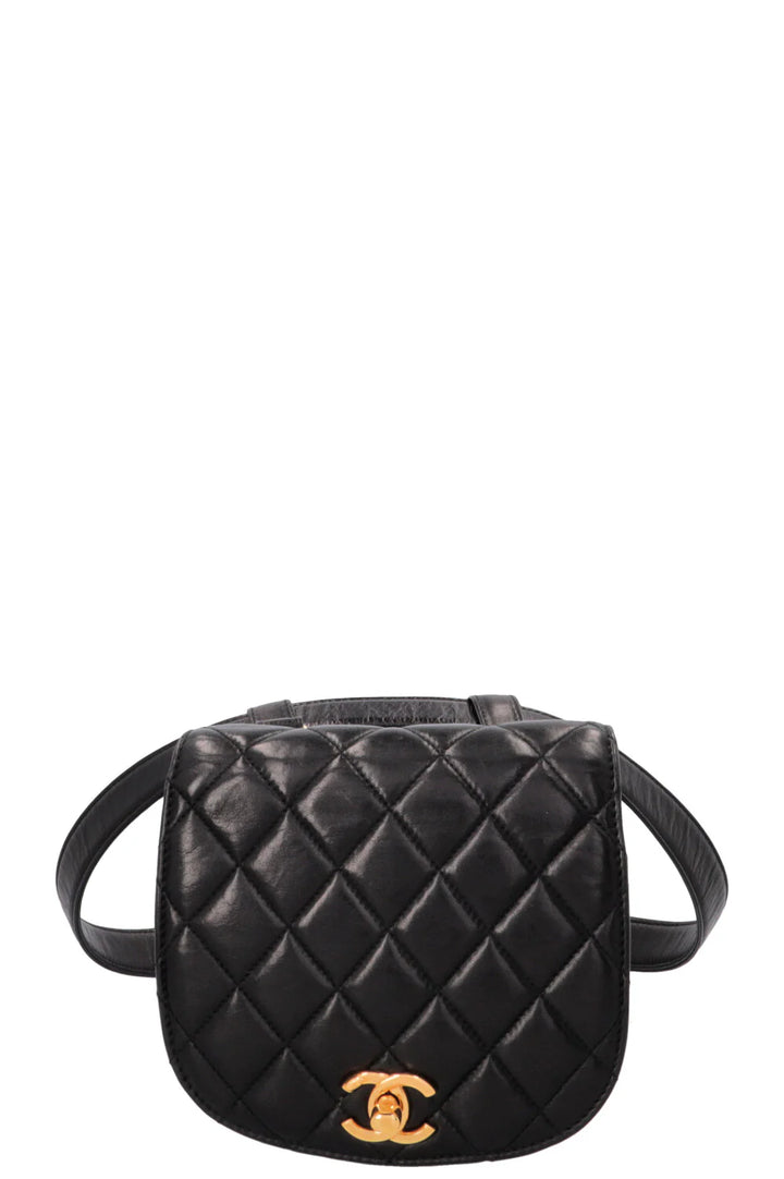 CHANEL Vintage CC Belt Bag Leather Black